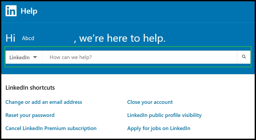 Linkedin Help Center